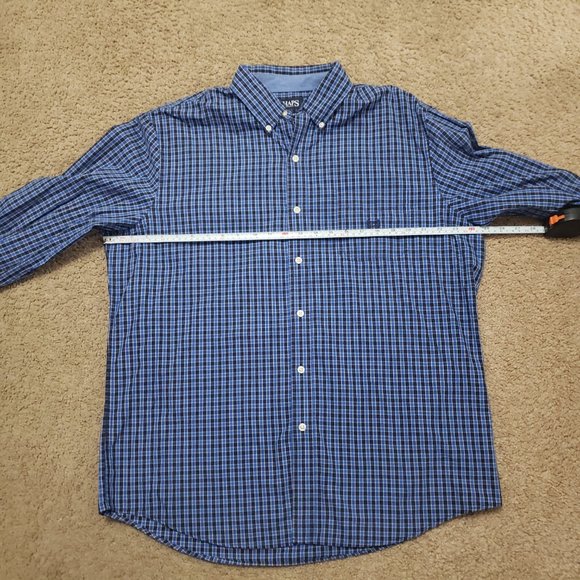 Chaps Buttons down Plaid blue shirt Mens Size L - Picture 7 of 12